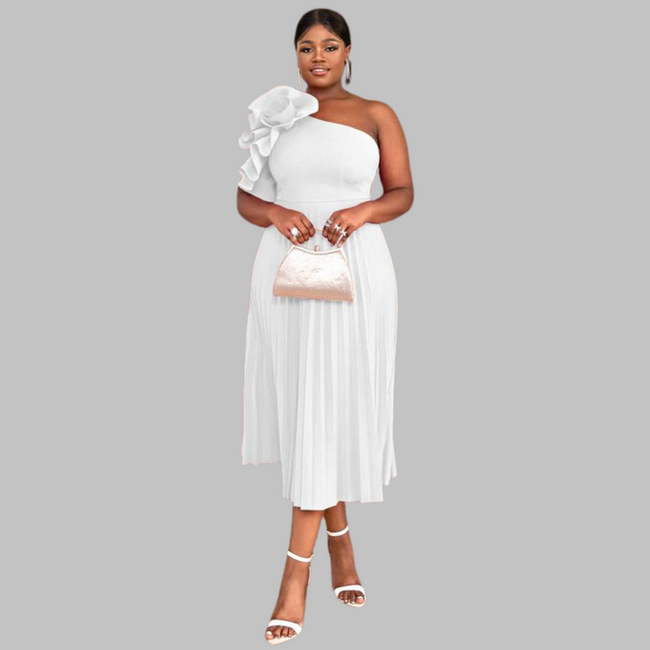 MINERVA™ - Elegant One Shoulder Ruffle Plus Size Evening Dress - Maison Léa &amp; Lou