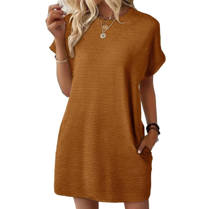 EVASHA™ – Casual Minimalist Round Neck Summer Dress - Maison Léa &amp; Lou