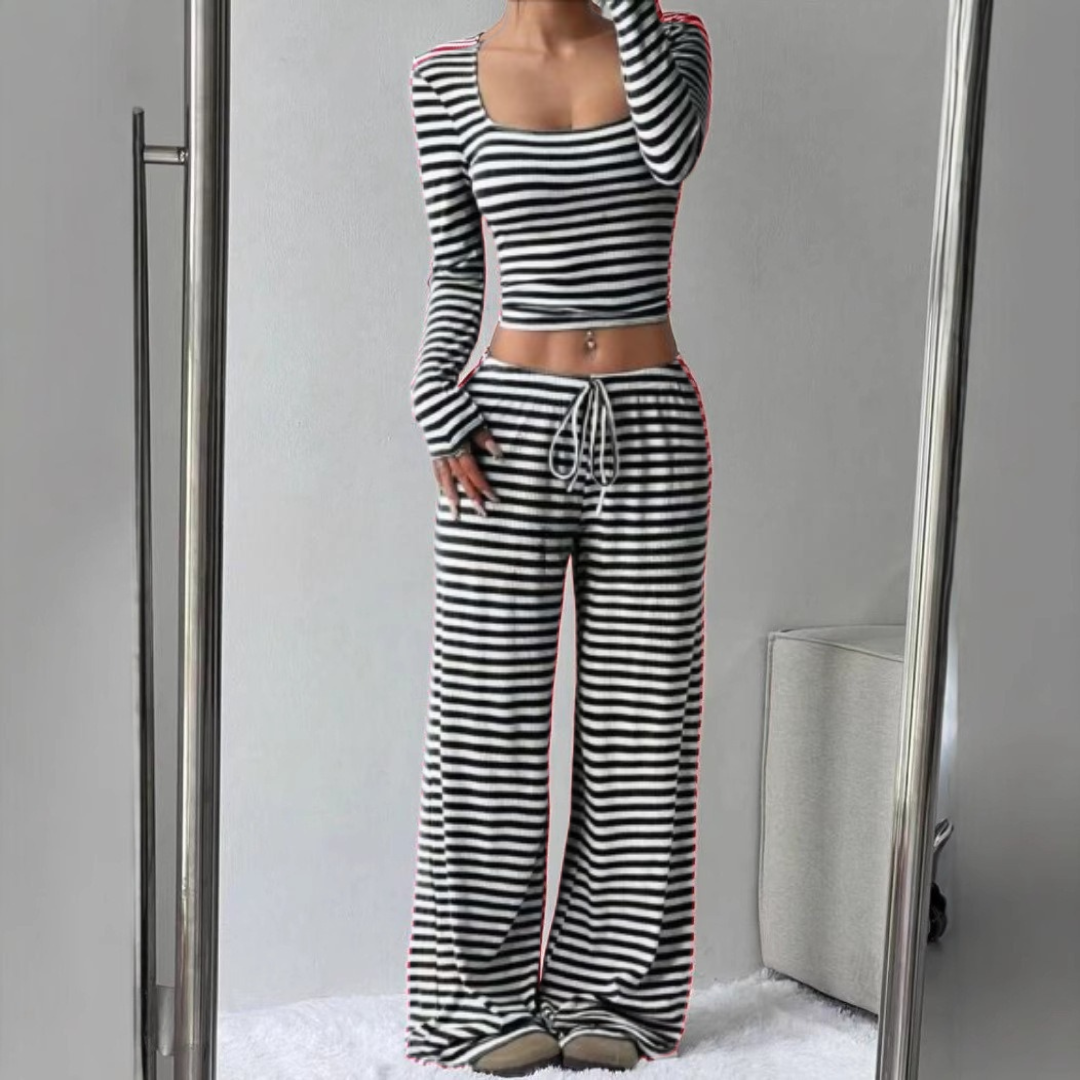 PAMAYPAY™ - Relaxed  Fit Crop Top and Pant Lounge Co-ord - Maison Léa &amp; Lou