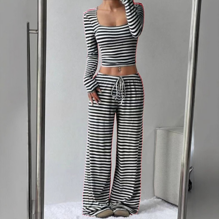 PAMAYPAY™ - Relaxed  Fit Crop Top and Pant Lounge Co-ord - Maison Léa &amp; Lou