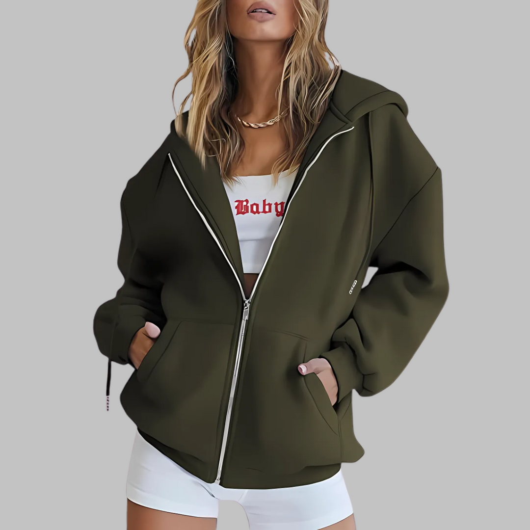 LILMA™ - Classic Zip Up Oversized Hooded Jacket - Maison Léa &amp; Lou