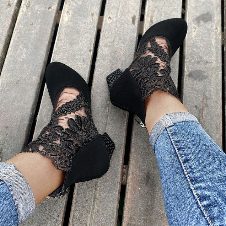JOLIE™ - Chic Lace Heeled Boots - Maison Léa &amp; Lou