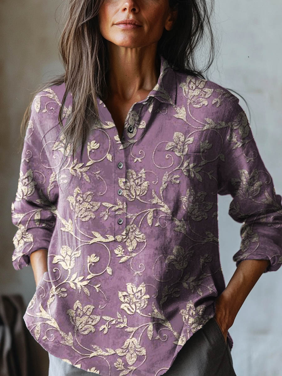 Inara™ | Camicia in Lino Senza Tempo con Stampa