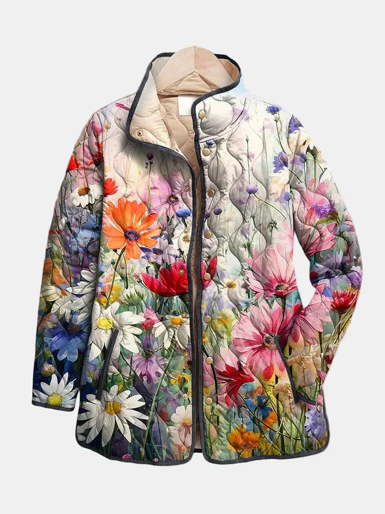 Kaia | Charming Vintage Floral Print Quilted Jacket - Maison Léa & Lou