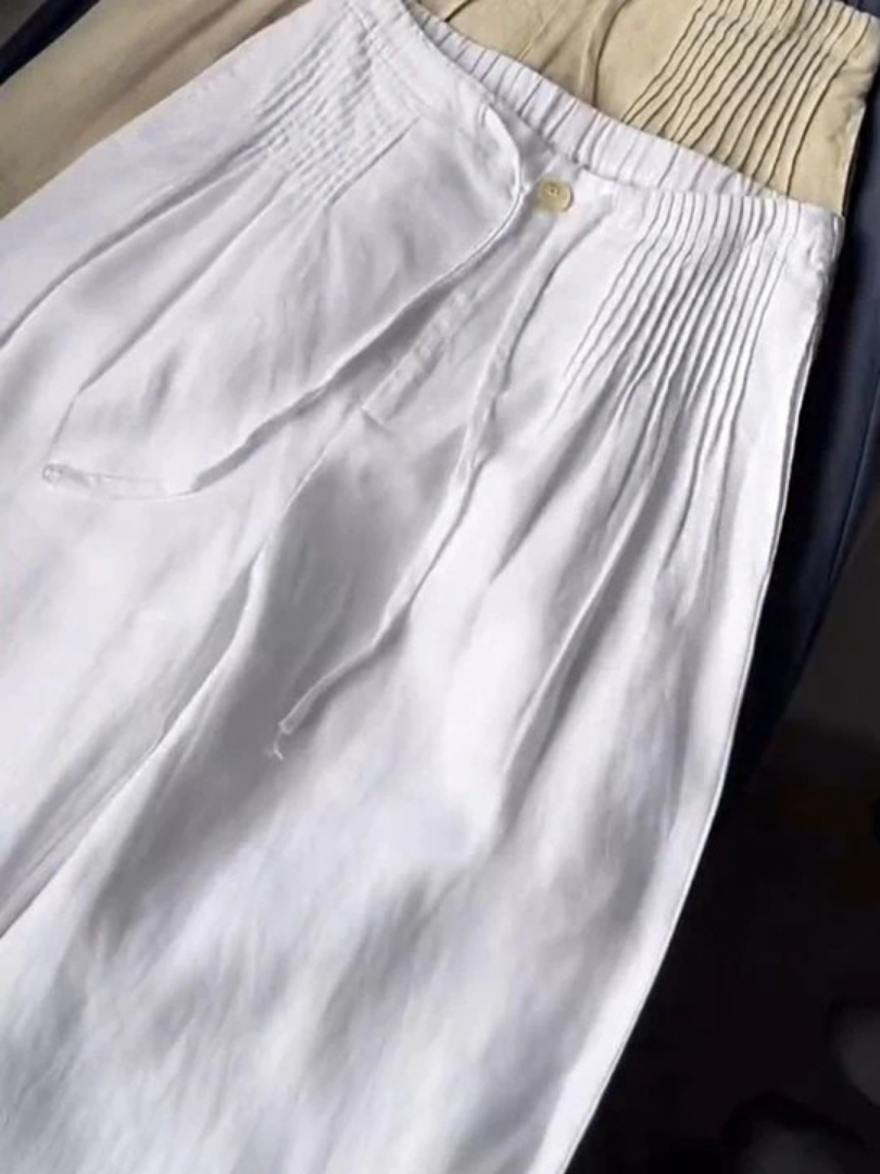 Camille | Wide-leg trousers in Cotton and Linen Blend - Maison Léa & Lou