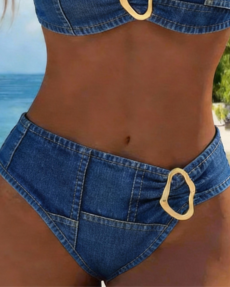 Patricia™ | Metal Buckle Suspender Bikini Two-Piece - Maison Léa &amp; Lou