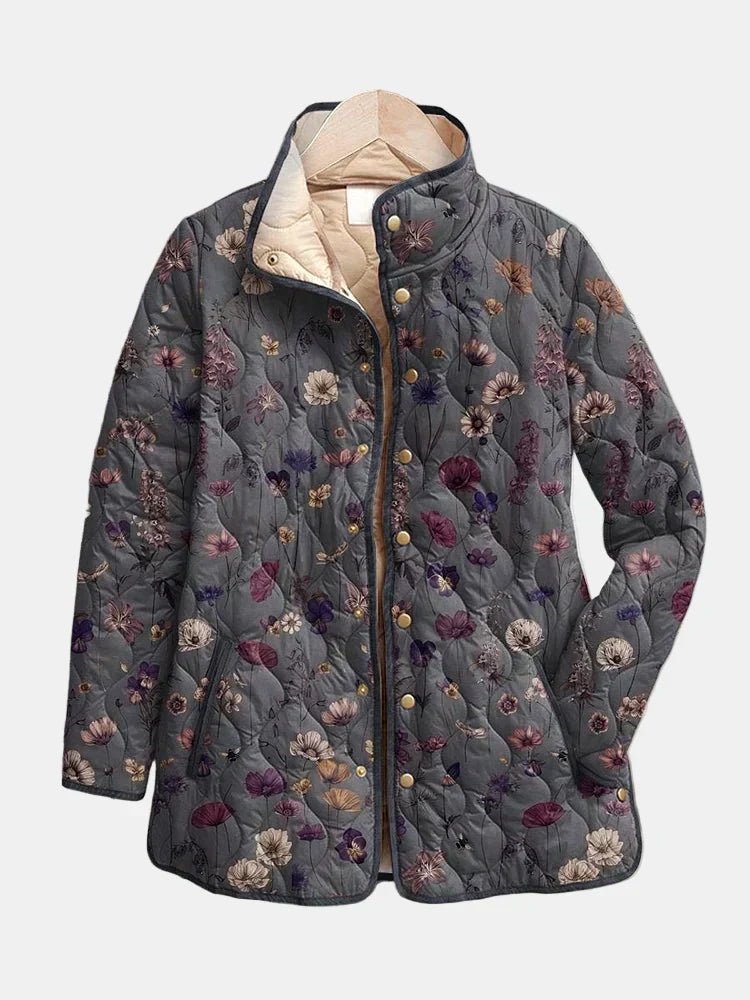 Niva | Vintage Floral Print Quilted Jacket - Maison Léa & Lou