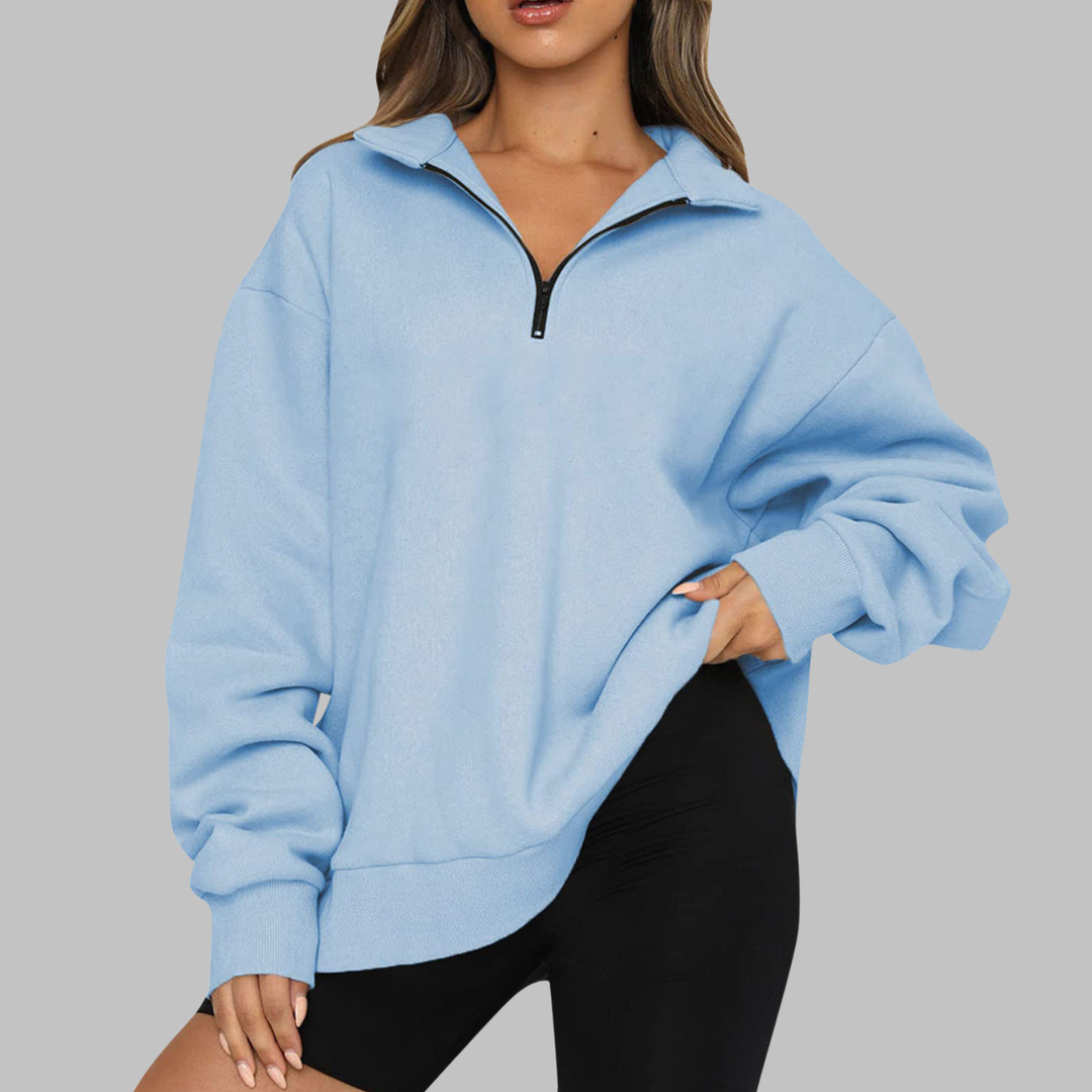 TENLEY™ - Casual Oversized Half Zip Long Sleeve Sweatshirt - Maison Léa &amp; Lou