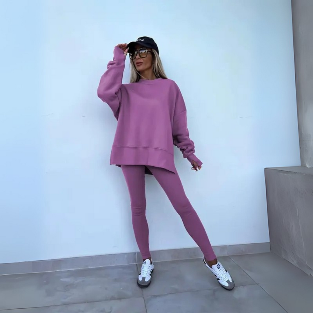 CLARIS™ - Casual Long Sleeve Sweatshirt and Pants Set - Maison Léa &amp; Lou