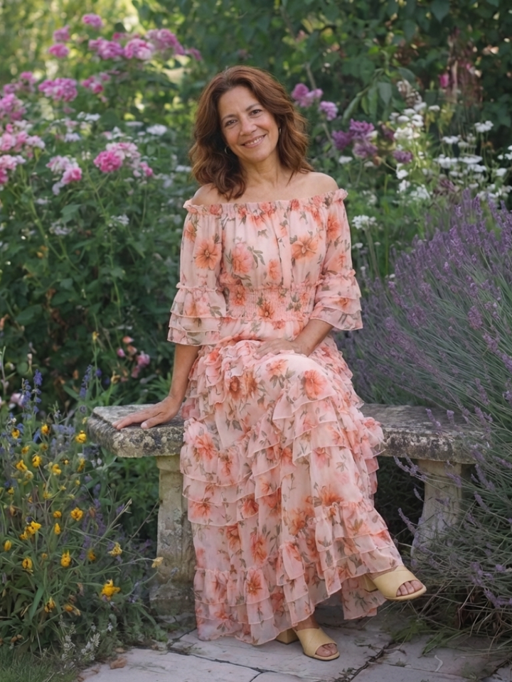Rosalie | Off Shoulder Floral Ruffle Tiered Maxi Dress - Maison Léa &amp; Lou