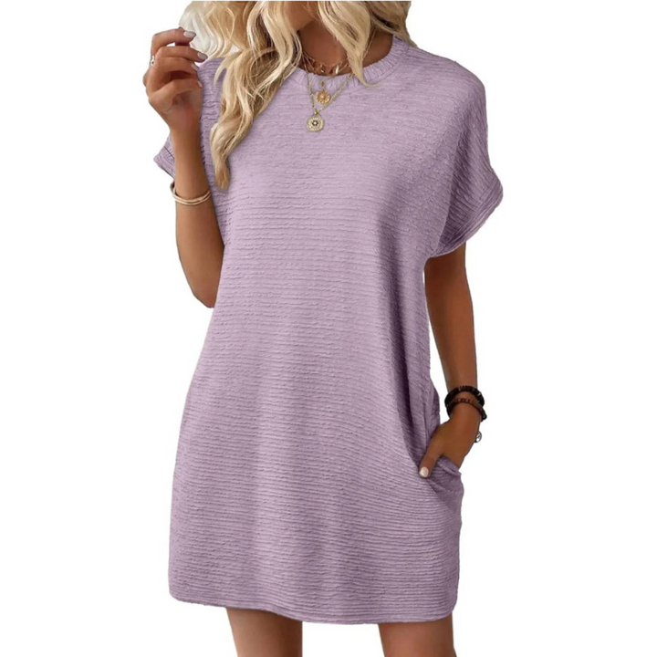 EVASHA™ – Casual Minimalist Round Neck Summer Dress - Maison Léa &amp; Lou
