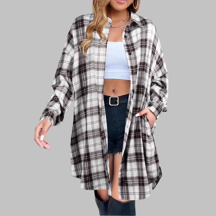 CINA™ - Classy Button Down Plaid Long-Sleeve Jacket - Maison Léa &amp; Lou