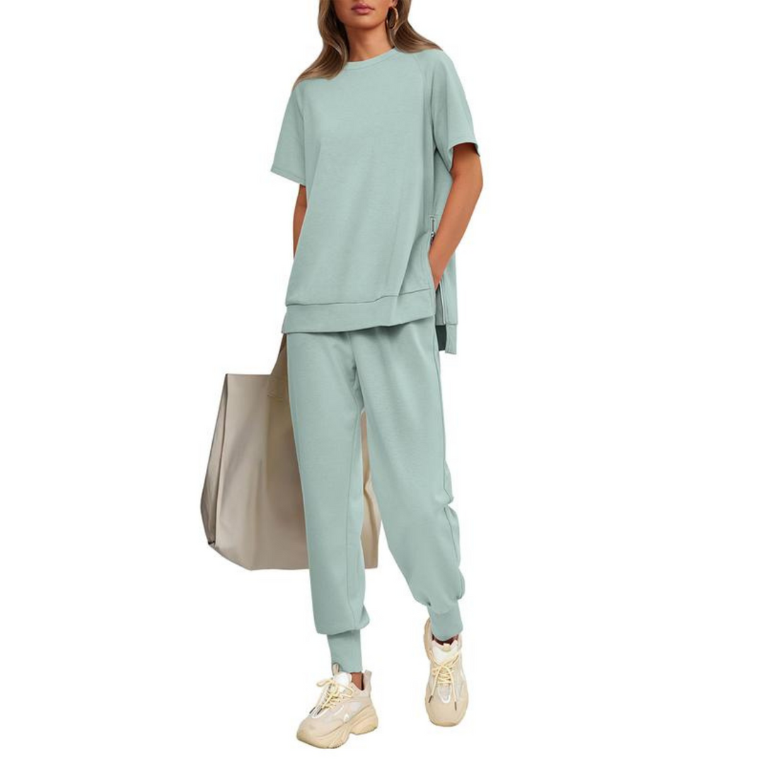 HILARIA™ - Casual Bishop Sleeve Notched Neck Set - Maison Léa &amp; Lou