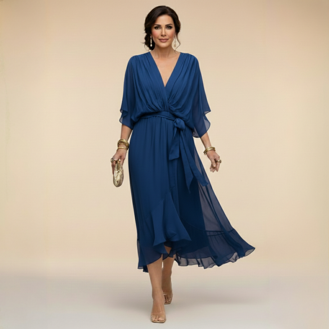 Bella - Flowing V-Neck Silhouette Dress - Maison Léa &amp; Lou