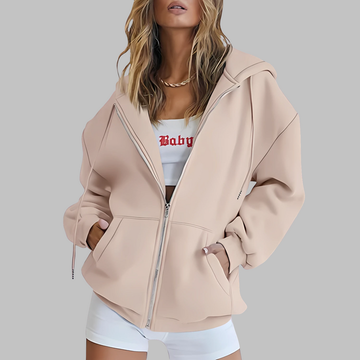 LILMA™ - Classic Zip Up Oversized Hooded Jacket - Maison Léa &amp; Lou