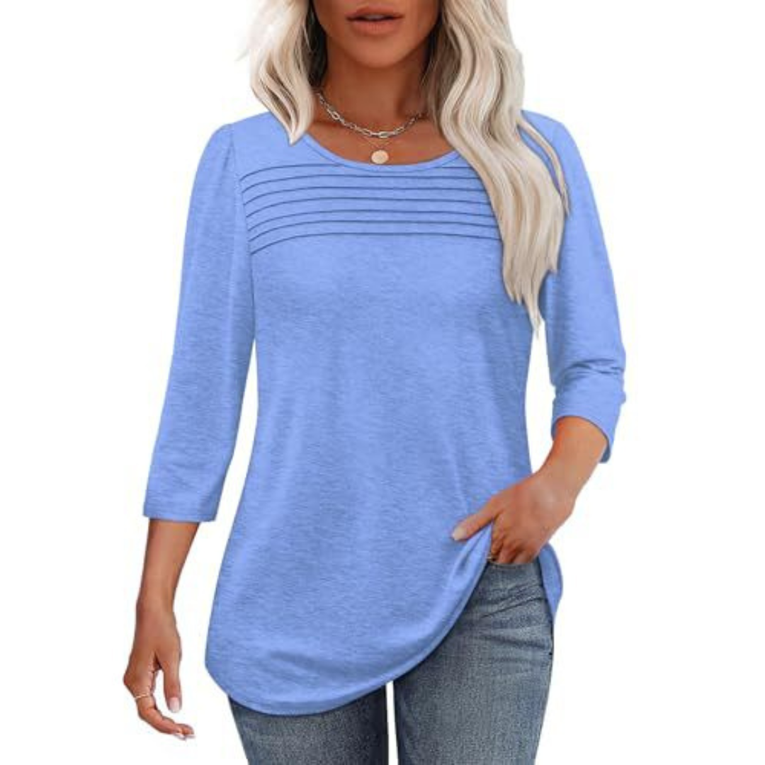 TESSARA™ – Casual Pleated Front Spring Top - Maison Léa & Lou