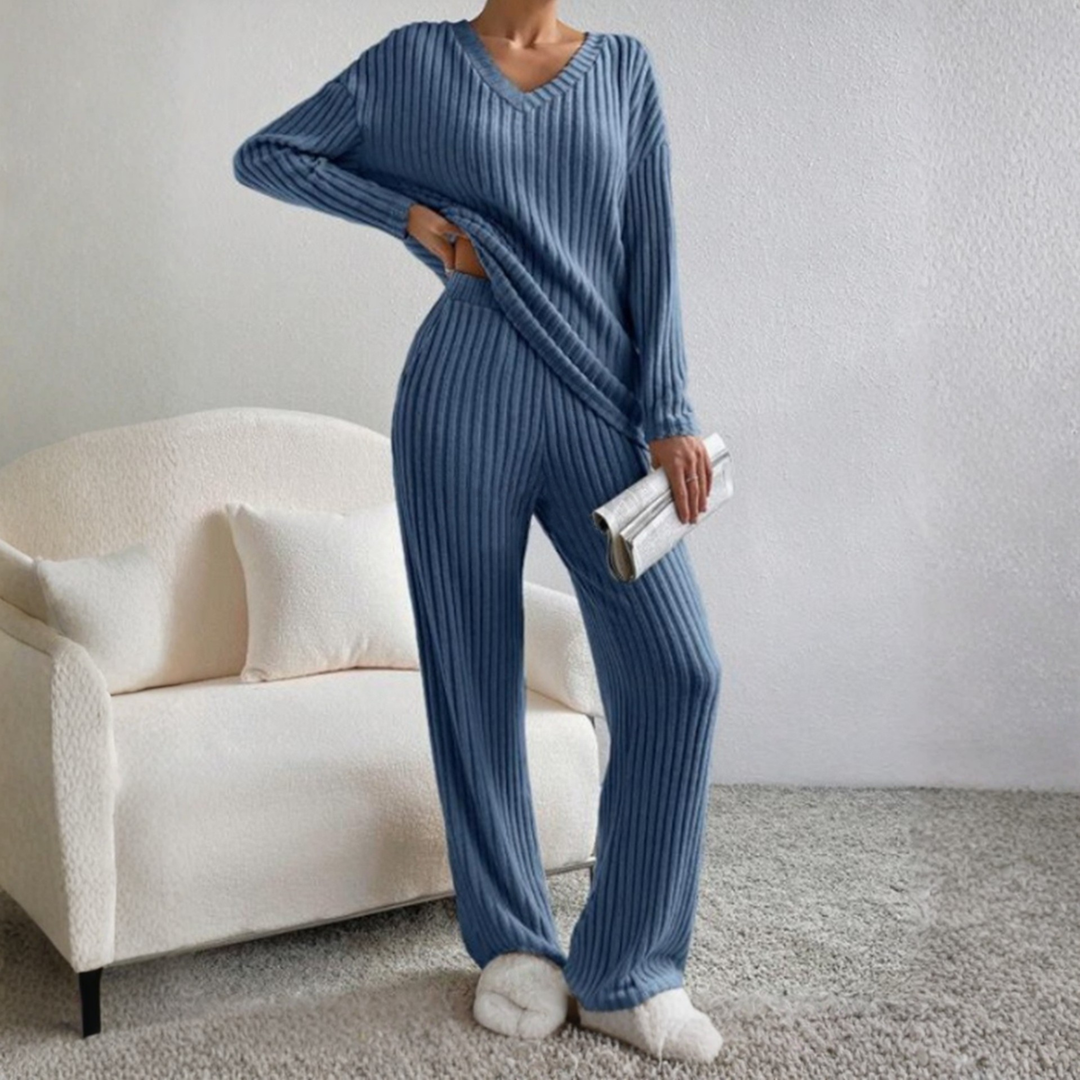 ENLINS™ - Casual Long Sleeve V-Neck Top and Pants Set