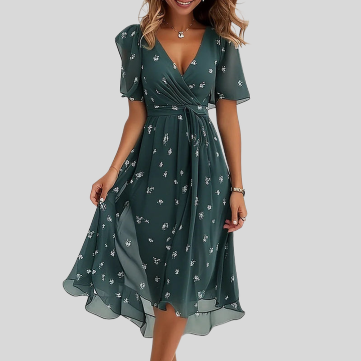 Marilou™ | Elegant V-Neck Dress - Maison Léa &amp; Lou
