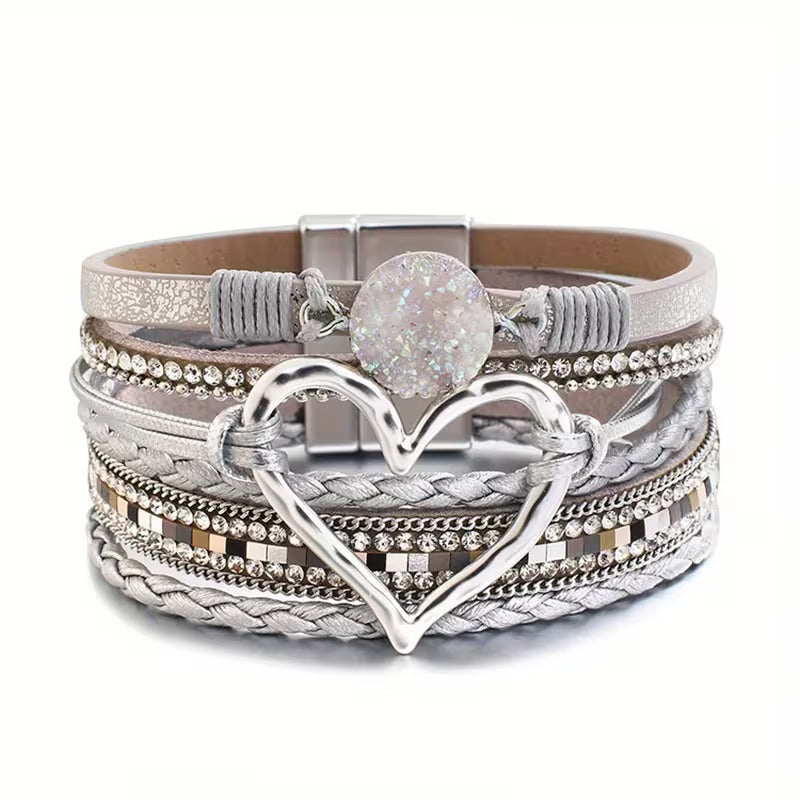 Ophelia | Layered Heart Cuff Bracelet - Maison Léa &amp; Lou