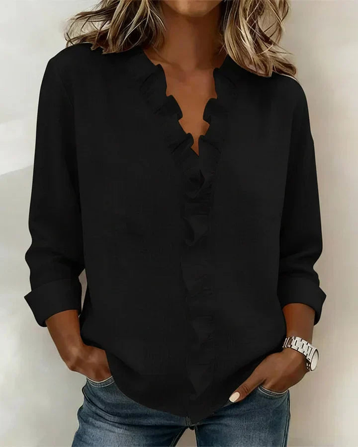 Elira™ | Elegant V-neck Blouse - Maison Léa &amp; Lou