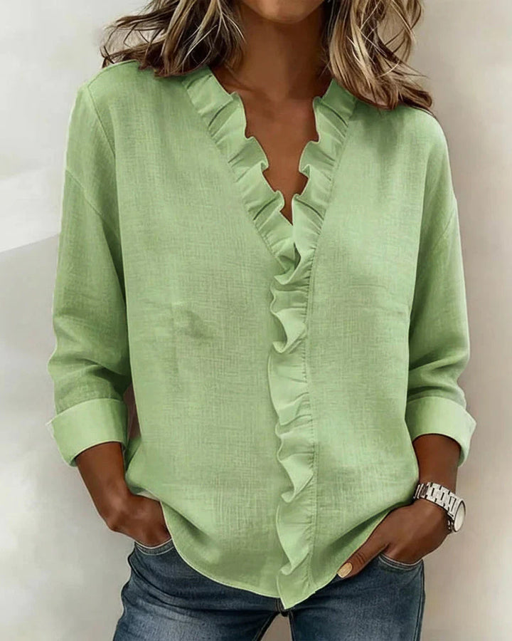 Elira™ | Elegant V-neck Blouse - Maison Léa &amp; Lou