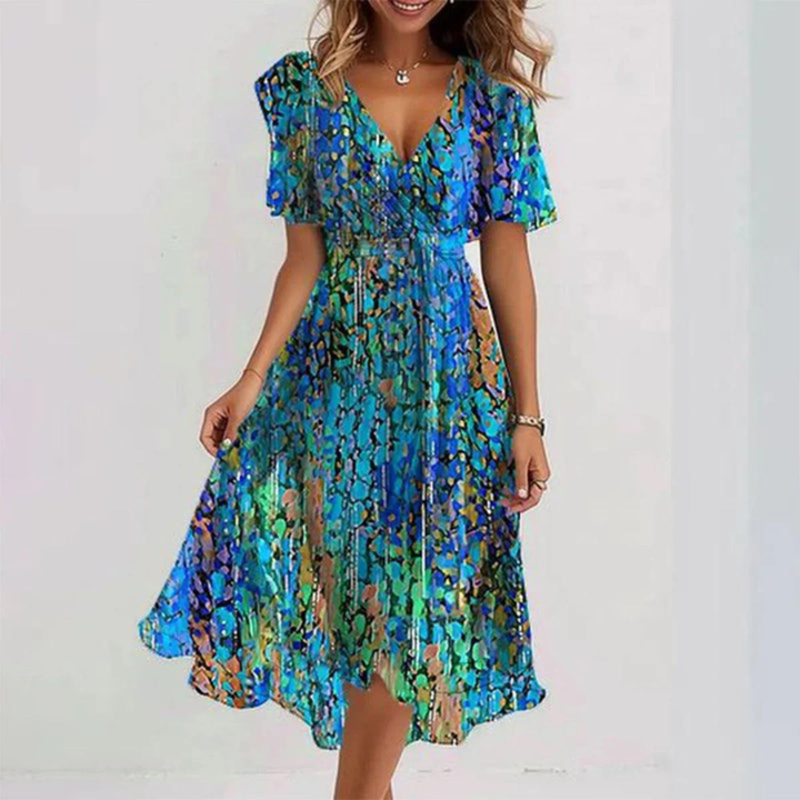 Marilou™ | Elegant V-Neck Dress - Maison Léa &amp; Lou