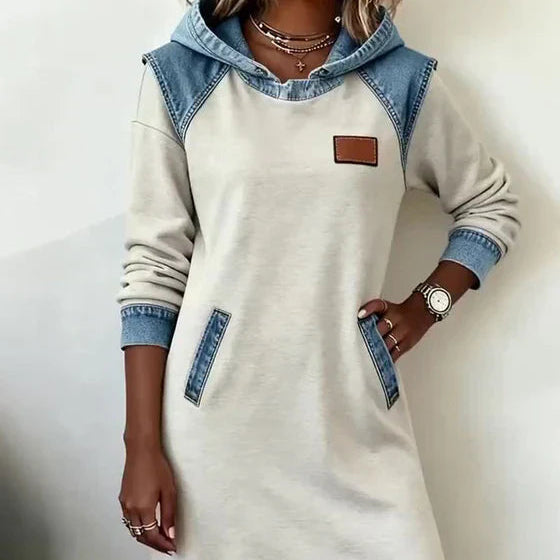 Charlotte™ | Cozy Contrast Hooded Dress - Maison Léa &amp; Lou