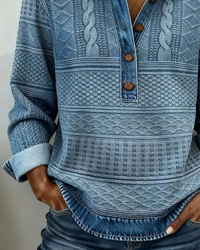Claire™ | Stylish Denim Collar Top - Maison Léa &amp; Lou