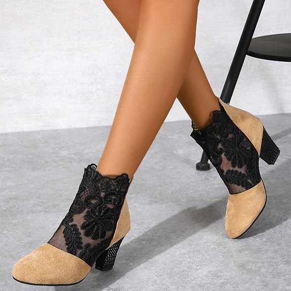 JOLIE™ - Chic Lace Heeled Boots - Maison Léa &amp; Lou