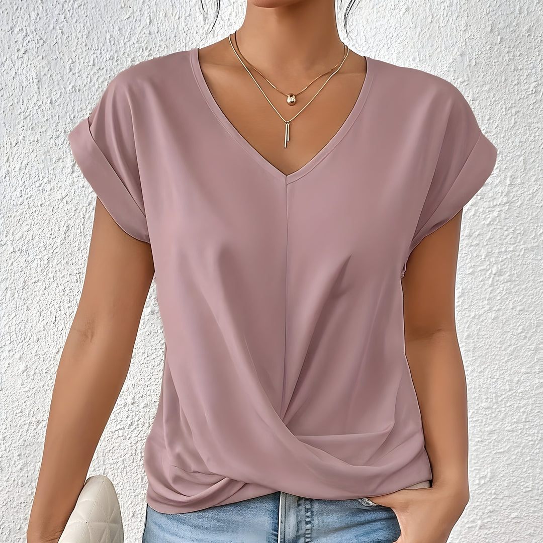 MEIKA™ – Classic Twist Detail V-Neck Top - Maison Léa &amp; Lou
