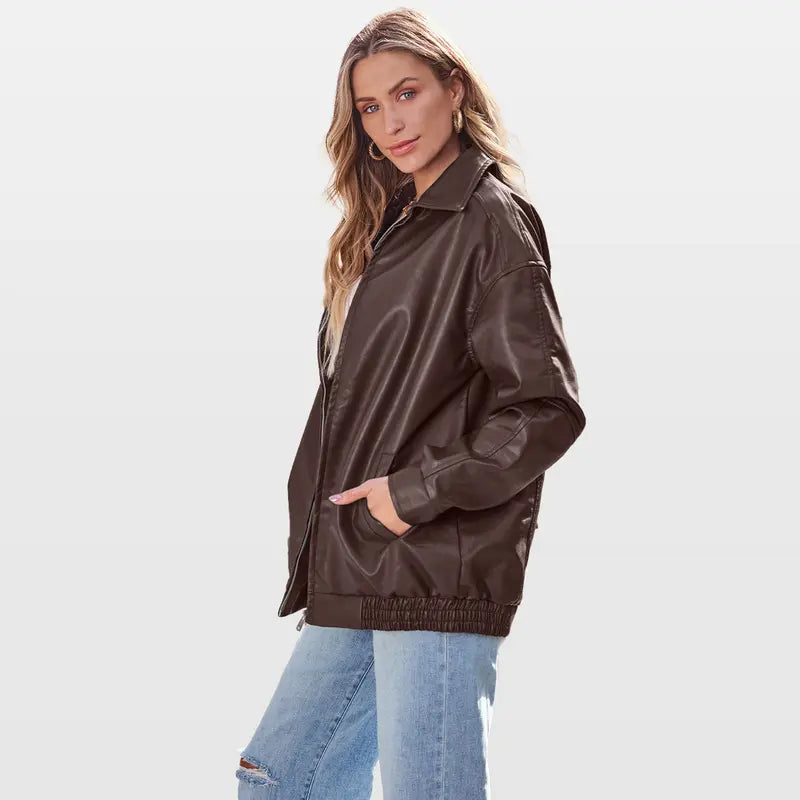 ANNETTE™ – Modern Oversized Vintage Inspired Biker Jacket - Maison Léa & Lou
