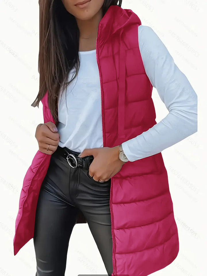 RAIN™ - Casual Sleeveless Hood Long Puffer Vest - Maison Léa &amp; Lou