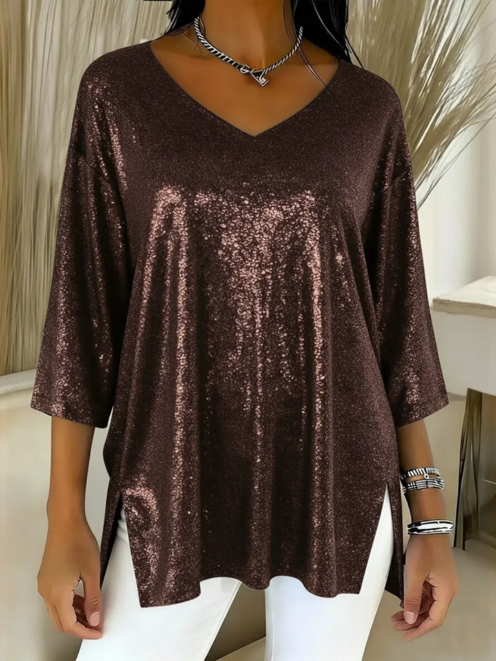 Aurelia™ | Festive Sequin V-Neck Top - Maison Léa &amp; Lou