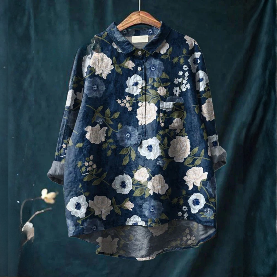 Lucia™ | Blusa in Lino Senza Tempo con Stampa