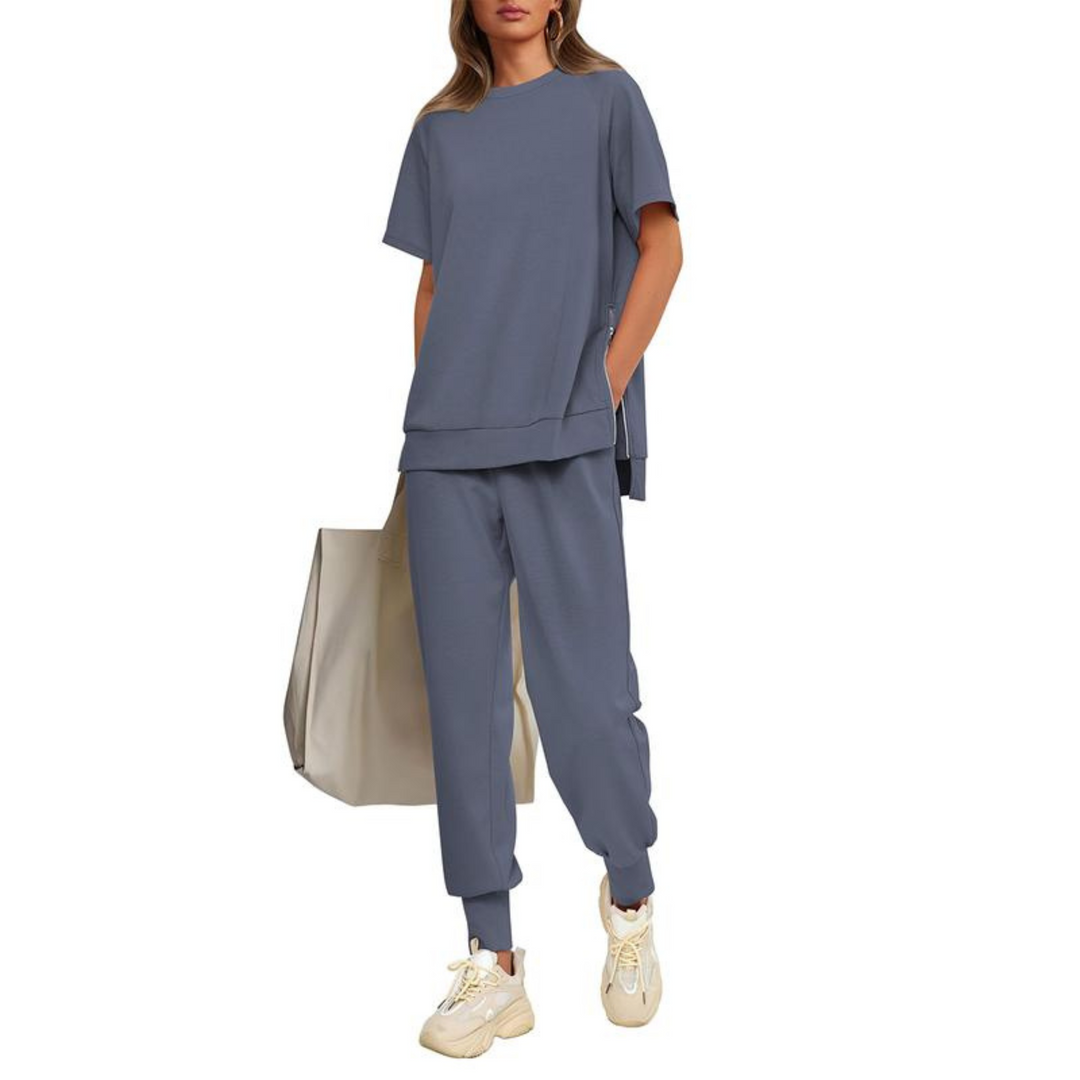 HILARIA™ - Casual Bishop Sleeve Notched Neck Set - Maison Léa &amp; Lou
