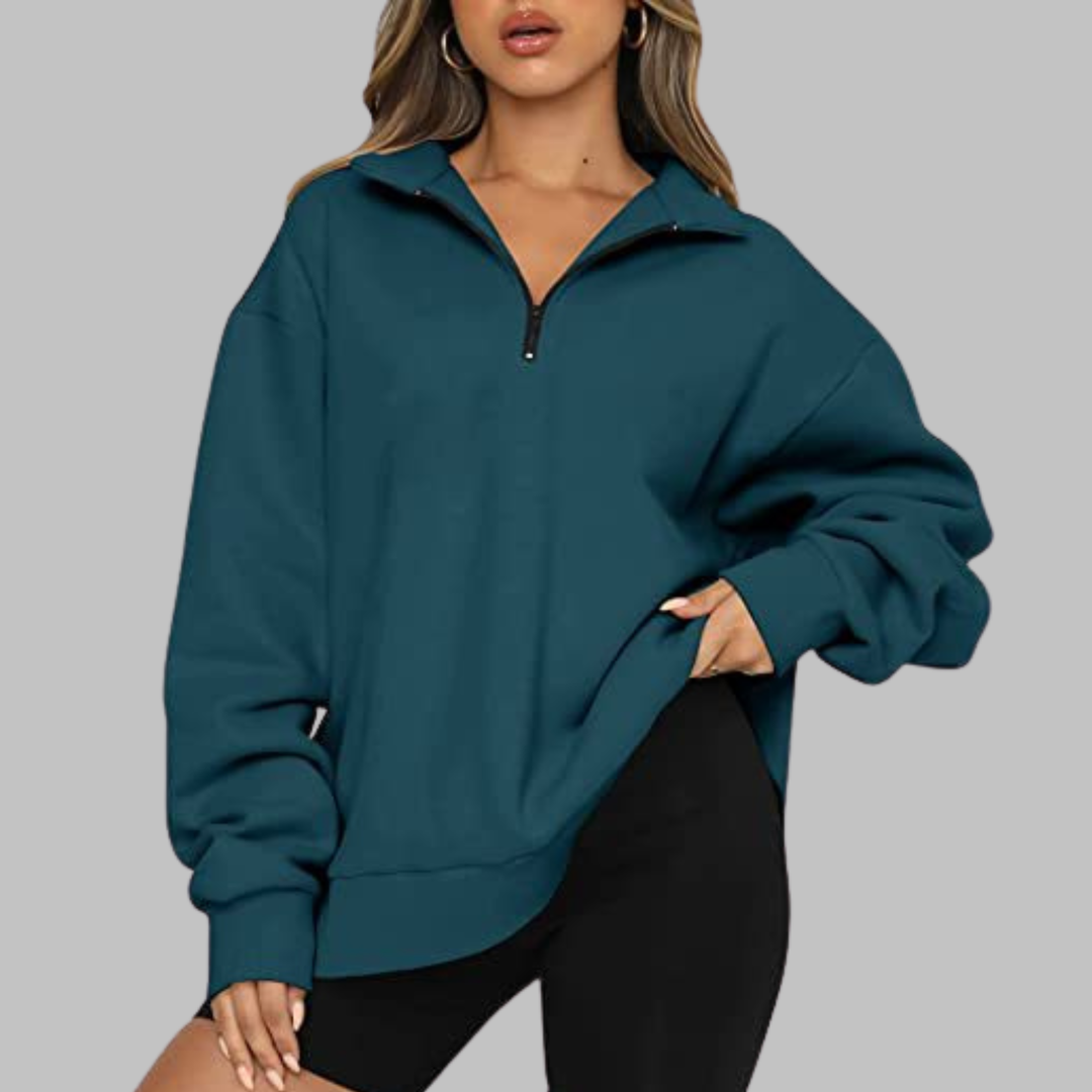 TENLEY™ - Casual Oversized Half Zip Long Sleeve Sweatshirt - Maison Léa &amp; Lou