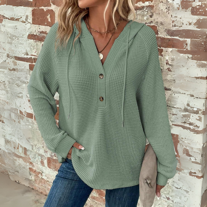 SIONI™ - Casual Long Sleeve V-Neck Hoodie Sweatshirt - Maison Léa &amp; Lou