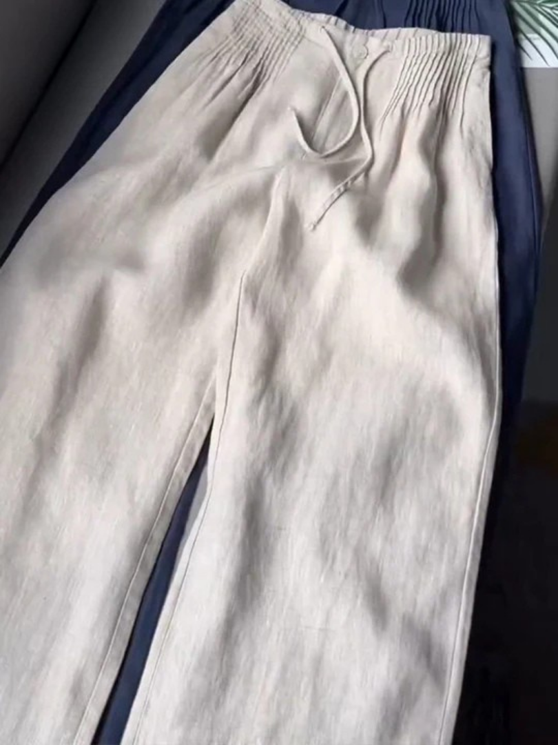 Camille | Wide-leg trousers in Cotton and Linen Blend - Maison Léa & Lou