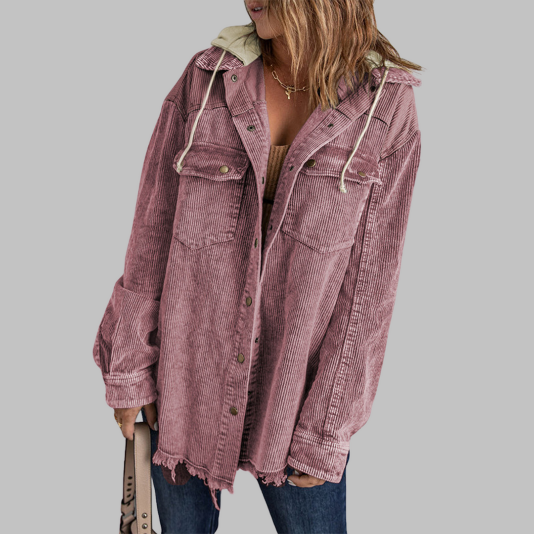 DABRINA™ - Classic Button Down Long Sleeve Hooded Jacket - Maison Léa &amp; Lou