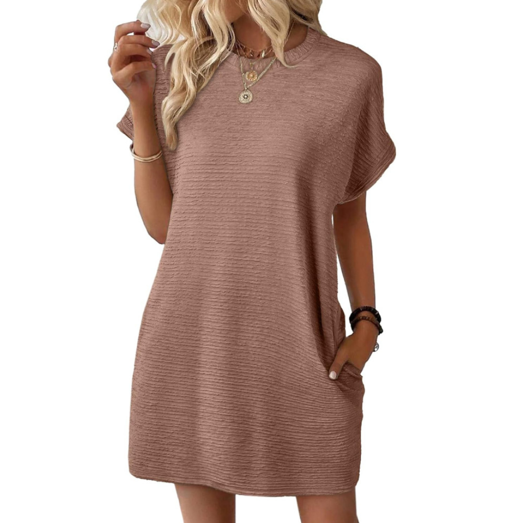 EVASHA™ – Casual Minimalist Round Neck Summer Dress - Maison Léa &amp; Lou