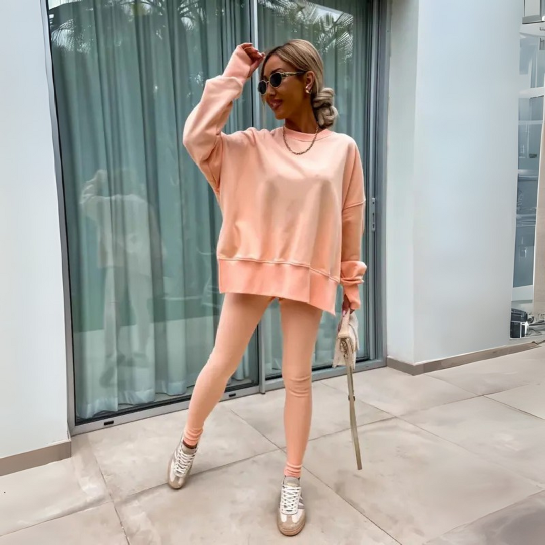 CLARIS™ - Casual Long Sleeve Sweatshirt and Pants Set - Maison Léa &amp; Lou