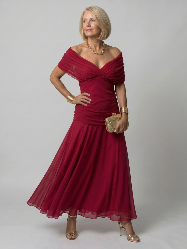Calen | Flowing Off Shoulder Midi Dress - Maison Léa &amp; Lou