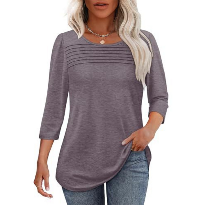 TESSARA™ – Casual Pleated Front Spring Top - Maison Léa &amp; Lou