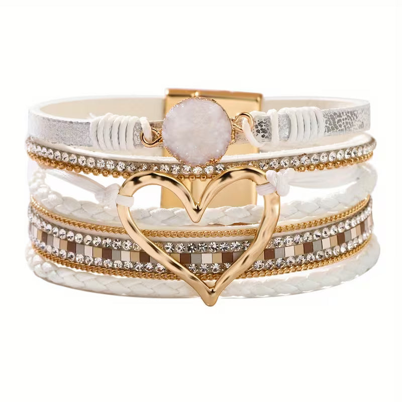 Ophelia | Layered Heart Cuff Bracelet - Maison Léa &amp; Lou