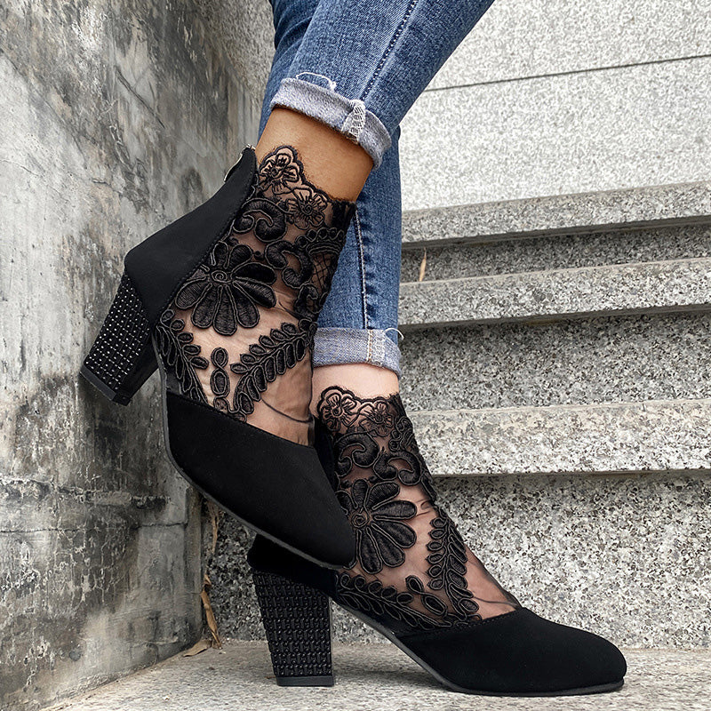 JOLIE™ - Chic Lace Heeled Boots - Maison Léa &amp; Lou