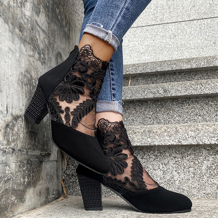 JOLIE™ - Chic Lace Heeled Boots - Maison Léa &amp; Lou