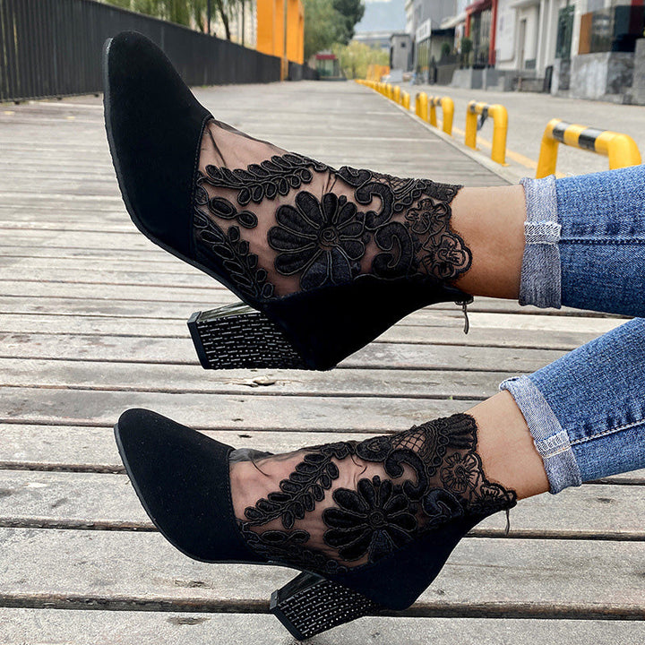 JOLIE™ - Chic Lace Heeled Boots - Maison Léa &amp; Lou