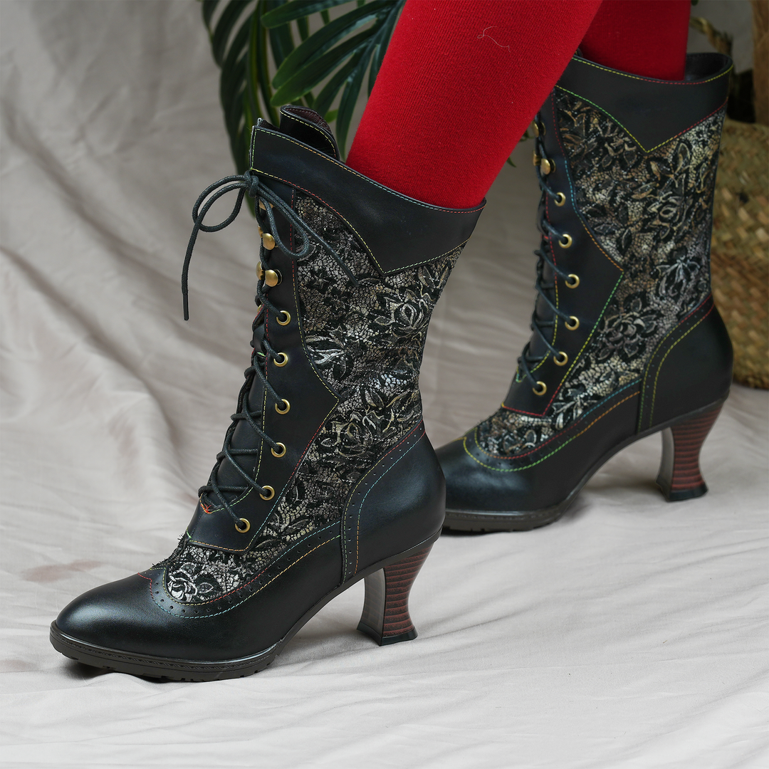 Patricia | Refined Lace-Up Heeled Boots - Maison Léa &amp; Lou