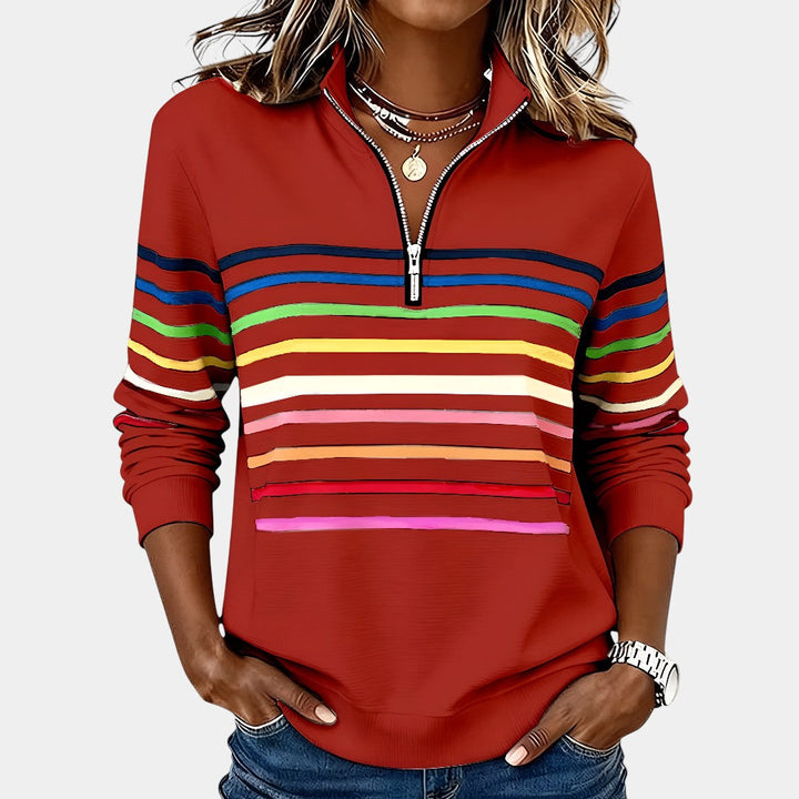 Deliah™ | Half-Zip Rainbow Sweater - Maison Léa &amp; Lou