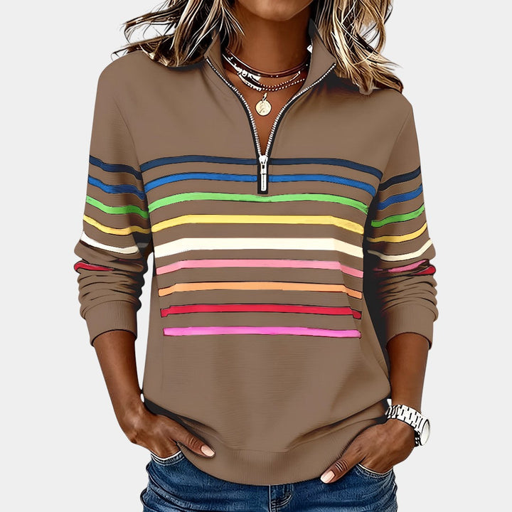 Lin™ | Half-Zip Rainbow Sweater - Maison Léa &amp; Lou